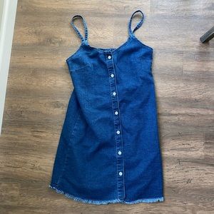 Denim dress button down spaghetti straps small